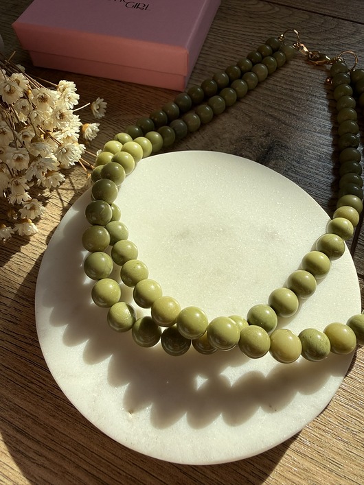 chokery Naszyjnik kolia z jaspisu matcha zielony