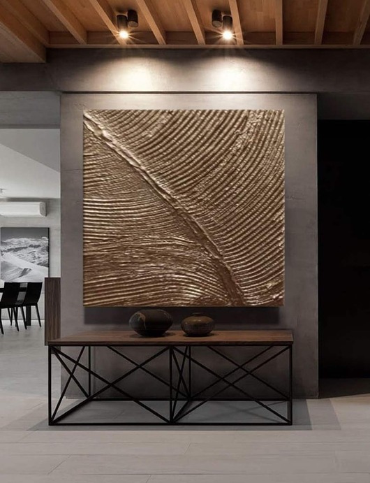 obrazy Duże obrazy na ściane  120x120cm  strukturalny stare złoto