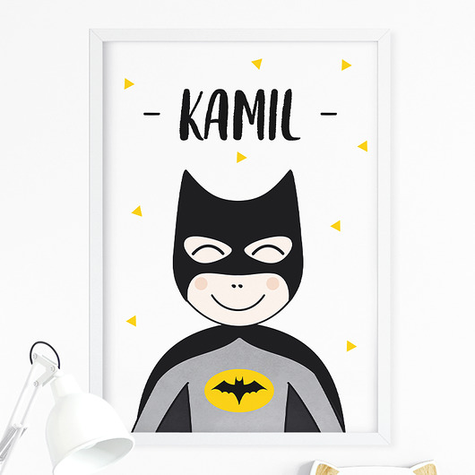obrazy i plakaty do pokoju dziecięcego PLAKAT SUPERBOHATER Z IMIENIEM P059