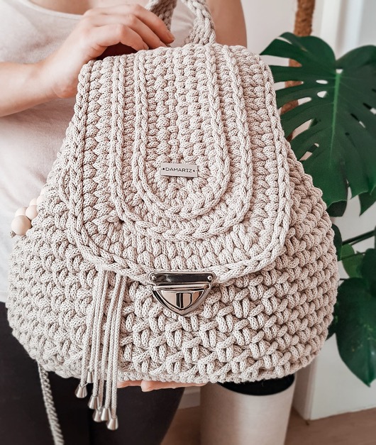 plecaki Plecak damski ze sznurka Troper - beżowy