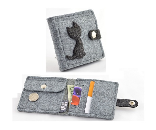 Portfel- MINI z kotem - FILC Green Sheep
