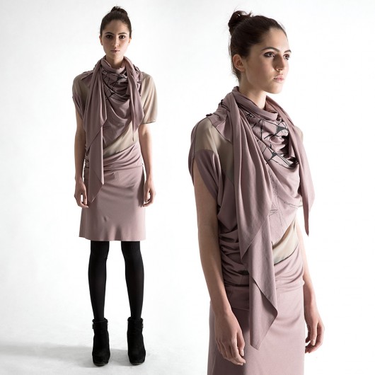 Tunika Sukienka Bluzka MAUVE plus CHUSTA kolory CADOaccessories