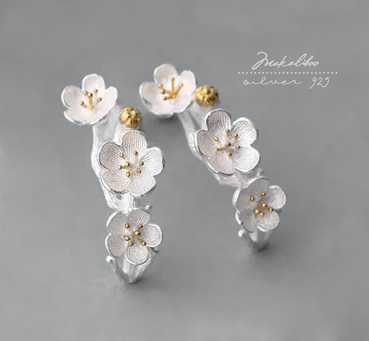 Sakura - srebrne kolczyki + box Ewa Saj  Silver