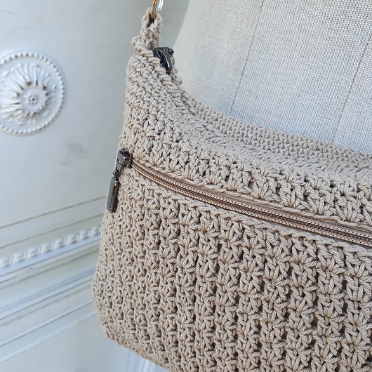 torby na ramię Torebka w stylu boho z bawełny farbowanej roślinami Beż