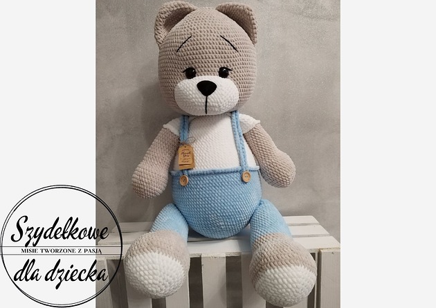 misie i maskotki Duży szydełkowy miś (80cm)