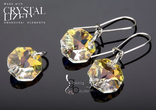 Delikatny komplet z kryształów Swarovski ab mellody