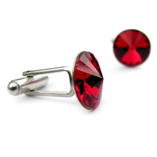 Bordowe spinki do mankietów kryształ Swarovski - Rothes Marisella