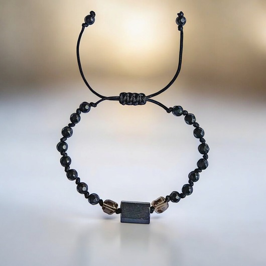 bransoletki z kamieni naturalnych Ochronna bransoletka - czarny turmalin, kwarc dymny, onyks mat