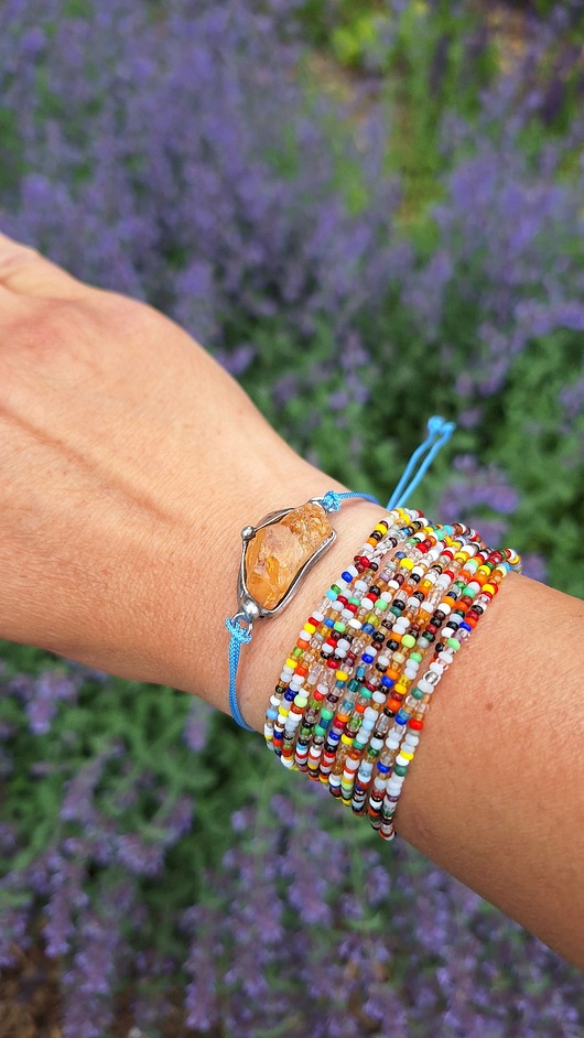bransoletki wire wrapping Cytryn na lato - bransoletka sznurkowa