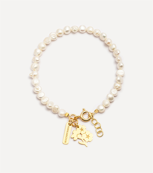 bransoletki złote Bransoletka pozłacana z perłami i niezapominajką Close to me