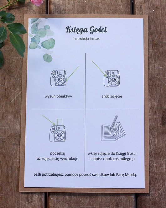 Ślub - inne Eko eukaliptus. Księga gości - instrukcja do aparatu Instax
