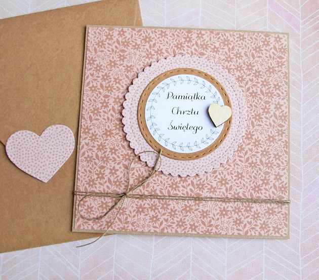 kartki, zaproszenia na chrzest Pamiątka Chrztu Świętego : kwiatuszki