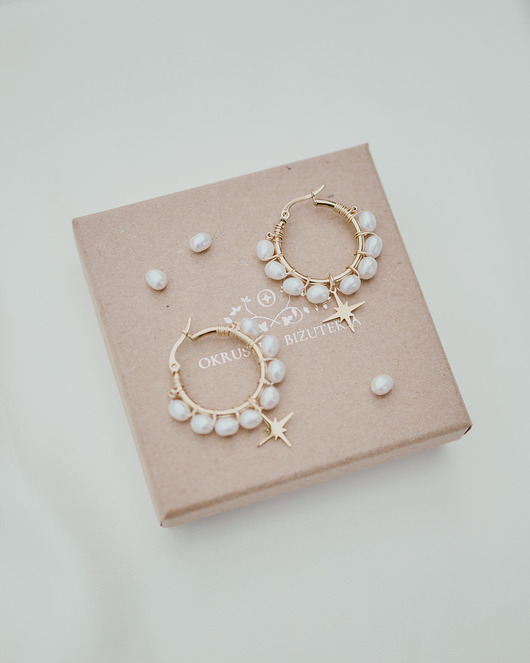 kolczyki z kamieniami Kolczyki Lumina, perły z gwiazdką