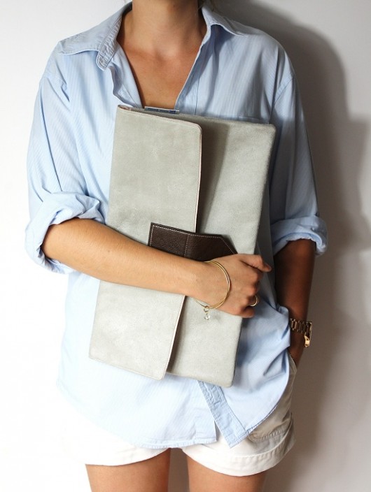 Kopertówka XL silver gray + brown leather Zuzia Górska