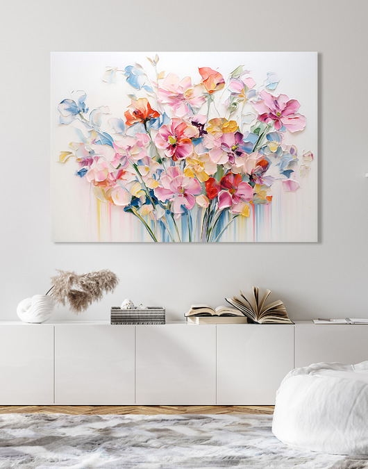 obrazy Obraz na płótnie - Kolorowe kwiaty - 100x70 cm  (1-0325)