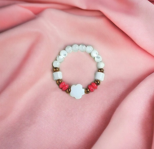 pierścionki elastyczne Pierścionek : summer : muszla, koral, hematyt