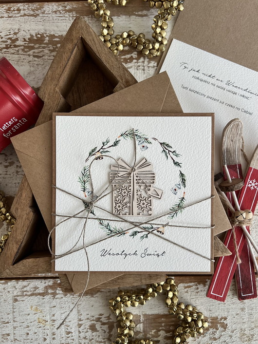 kartki świąteczne Świąteczny bon prezentowy - podarunkowy na zaproszenie - kartka na Boże Narod