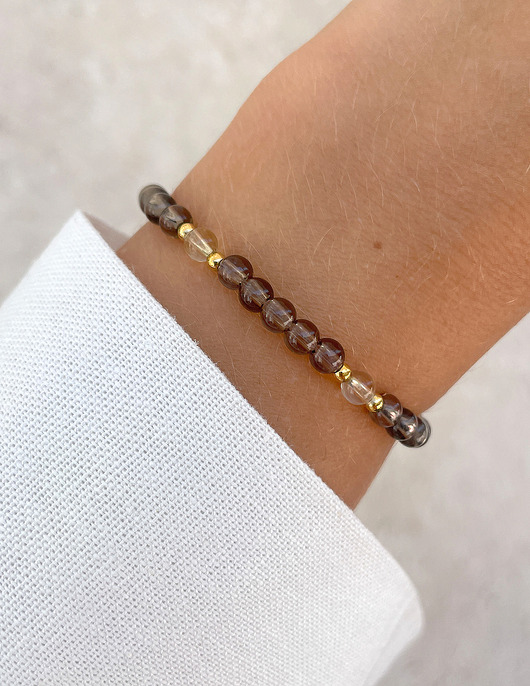 bransoletki z kamieni naturalnych Talizman - kwarc dymny, cytryn, hematyt - ochrona i dobrobyt