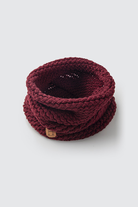 Komin z wełny merynosa handmade BORDOWY HisOutfit