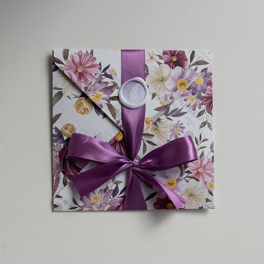 zaproszenia i kartki na ślub Kartka ślubna kopertówka kwiatowa O