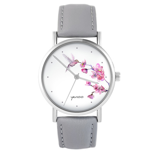 zegarki damskie Zegarek - Koliber, oznaczenia - skóra, szary