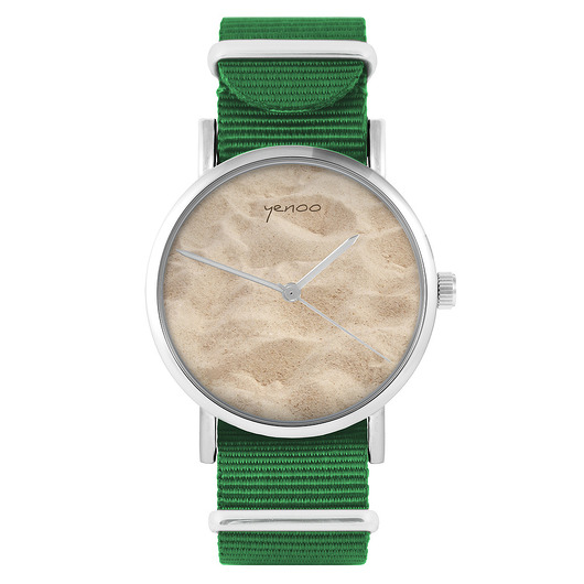 zegarki unisex Zegarek - Piasek, plaża - zielony, nylonowy
