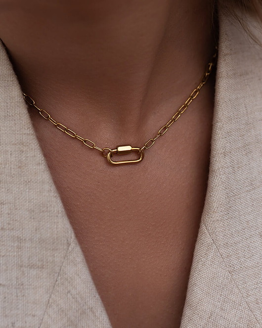 złote naszyjniki Złoty naszyjnik typu paperclip ze stali chirurgicznej premium Paraiso Sabela