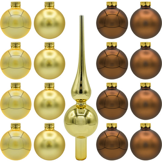ozdoby choinkowe Bombki szklane złoto i brąz: zestaw