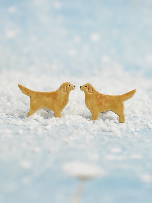 kolczyki ceramiczne Golden retriever mini pieski- ceramiczne sztyfty