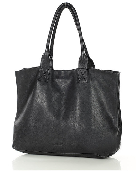 torby na ramię Duży shopper bag torebka skórzana A4 - MARCO MAZZINI czarna