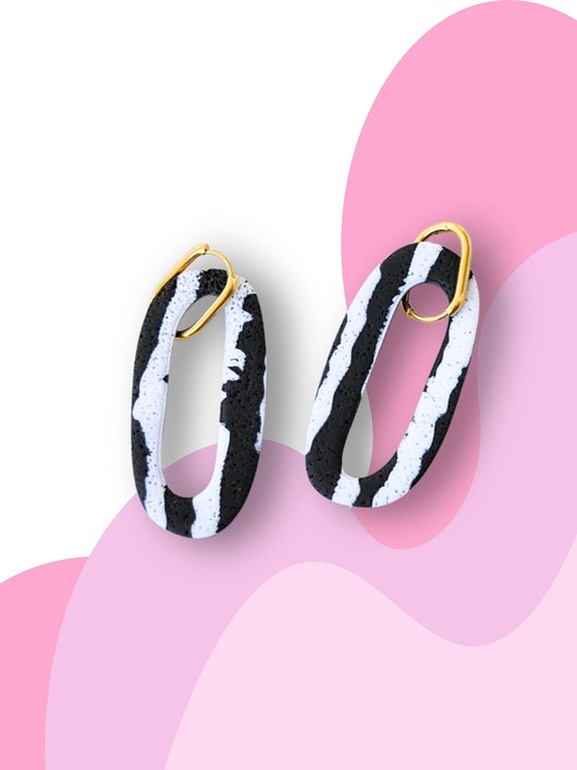 kolczyki z masy plastycznej Loopy kolczyki ZEBRY