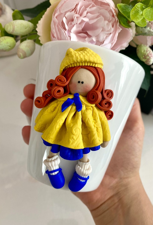 kubki Kubek z dekorem z gliny polimerowej 2D Betty