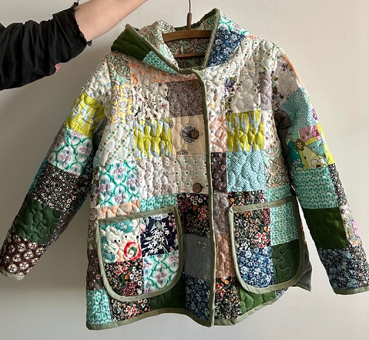 kurtki damskie Kurtka patchworkowa damska z kapturem