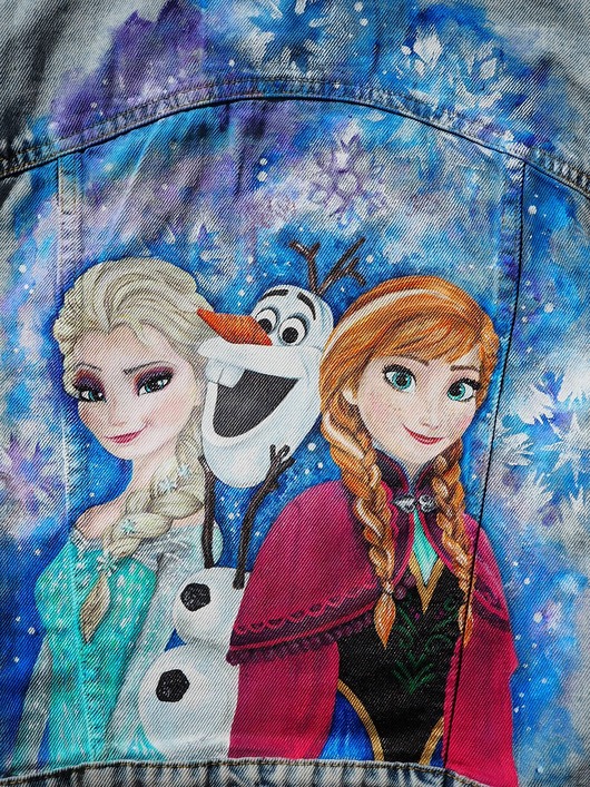 kurtki damskie Ręcznie malowana kurtka KRAINA LODU