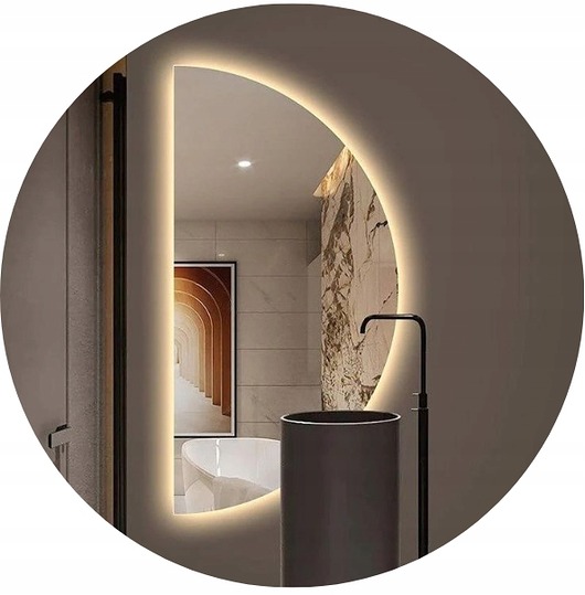 lustra stojące i wiszące LUSTRO LED PODŚWIETLANE PÓŁOKRĄGŁE 130X65cm ŚCIENNE  ŁAZIENKA