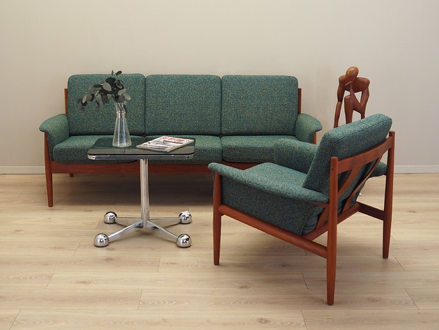sofy i szezlongi Komplet wypoczynkowy, duński design, lata 60,  Grete Jalk, France & S