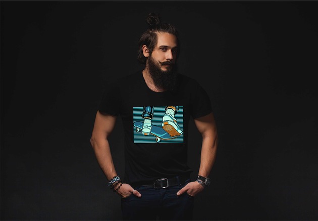 t-shirty męskie Koszulka organiczna z nadrukiem Skateboard