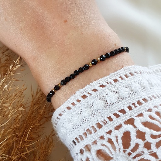 czarna bransoletka z onyksem LEI handmade 