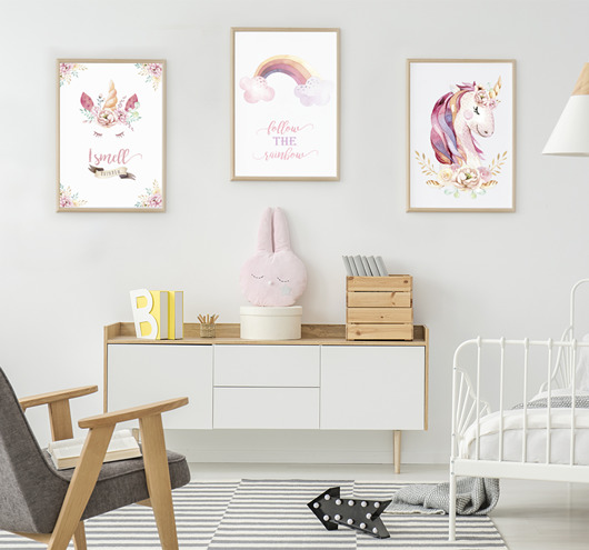 obrazy i plakaty do pokoju dziecięcego Jednorożce, Tęcza, plakaty dla dziewczynki