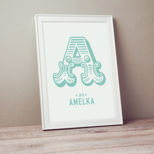 Plakat z imieniem dziecka personalizowany 50x70 HUS