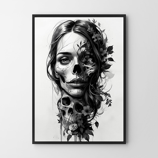 plakaty Plakat Kobieta Halloween vintage czaszka