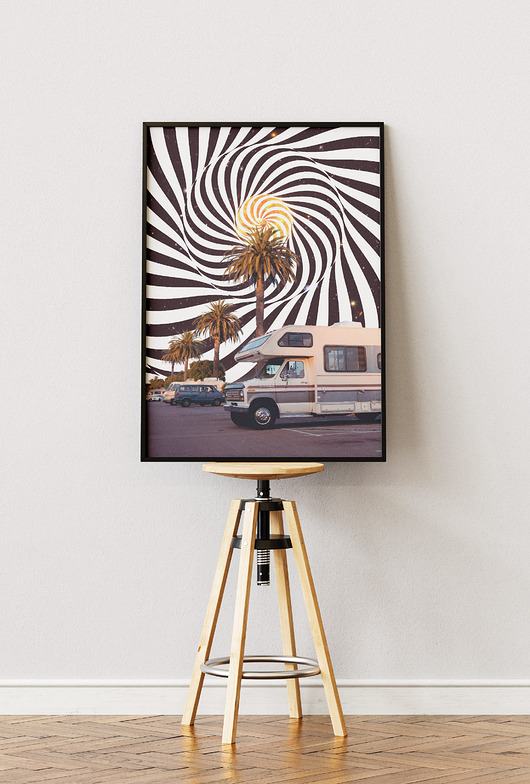 plakaty Plakat podróżniczy - Przystanek -  Kolaż do salonu, sypialni, gabinetu