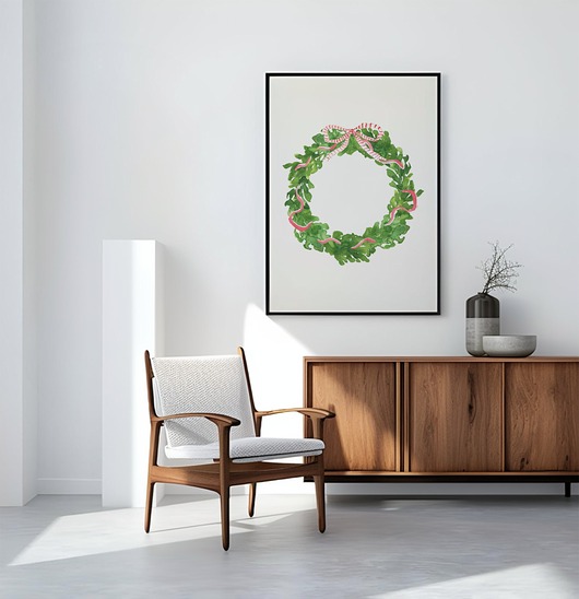 plakaty Plakat Swiąteczny Wianek na ścianę A3 Minimalistyczny bożonarodzeniowy