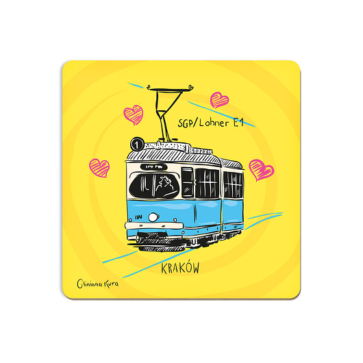 podkładki do kuchni Podkładka pod kubek Kraków Tramwaj Lohner E1 "Wiedeńczyk"