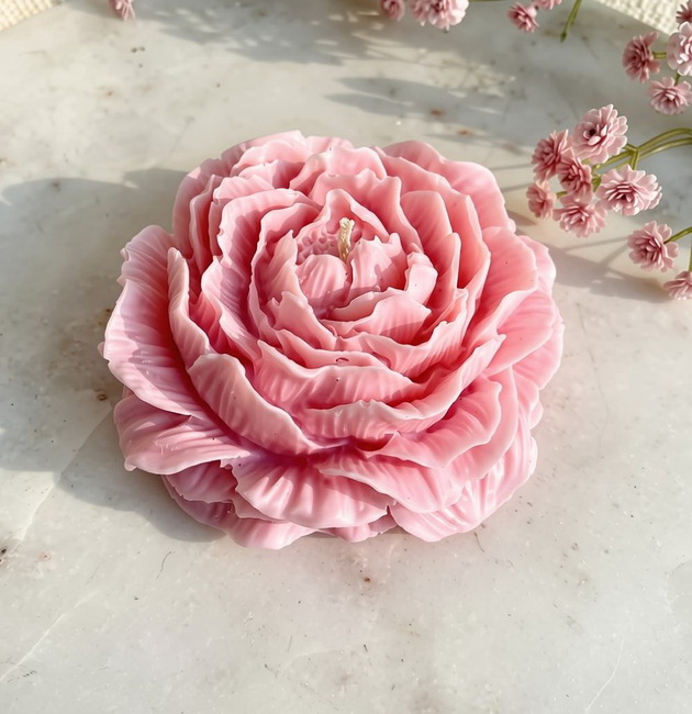 świeczniki i świece Świeca sojowa ekologiczna dekoracyjna "Peony Queen" 100x40mm (duża)