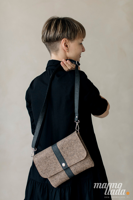 torby na ramię Marmollada - filcowa listonoszka KASZMIR + czarny