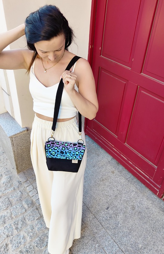 torby na ramię Mini Torebka L E A Neon Leopard Print - mała torebka welur/nubuk