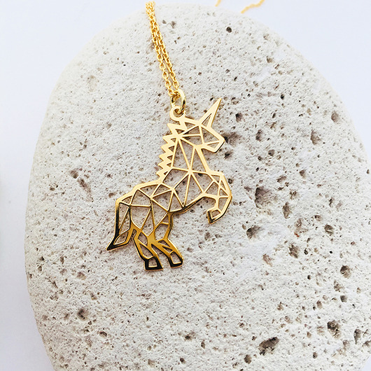 złote naszyjniki Naszyjnik z jednorożcem, złoty jednorożec