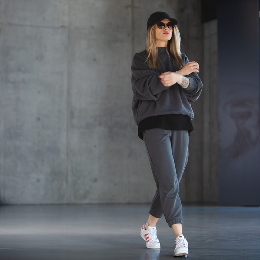 bluza bez kaptura damska Bluza oversize The Grey szara Unisex