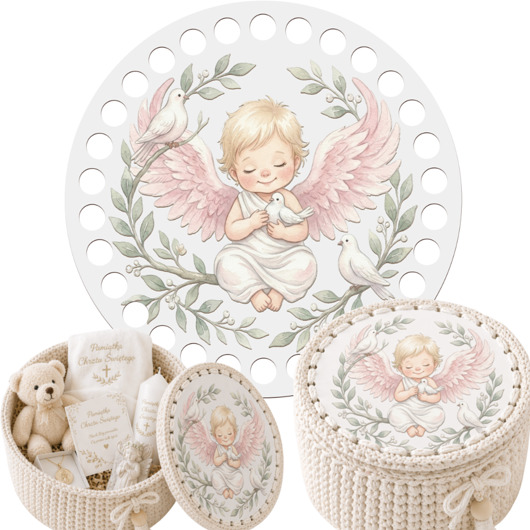 ozdoby na chrzest Biała Baza Podstawa KOŁO HDF Kolorowa do Szydełkowania Koszyka na Chrzest